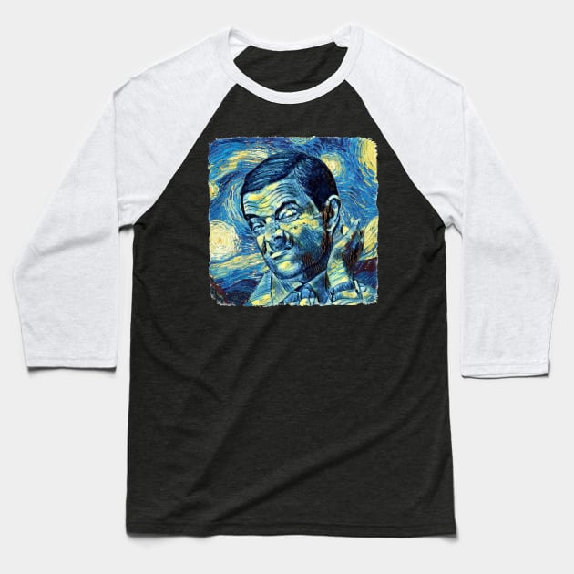 Mr Bean Van Gogh Style Baseball T-Shirt by todos